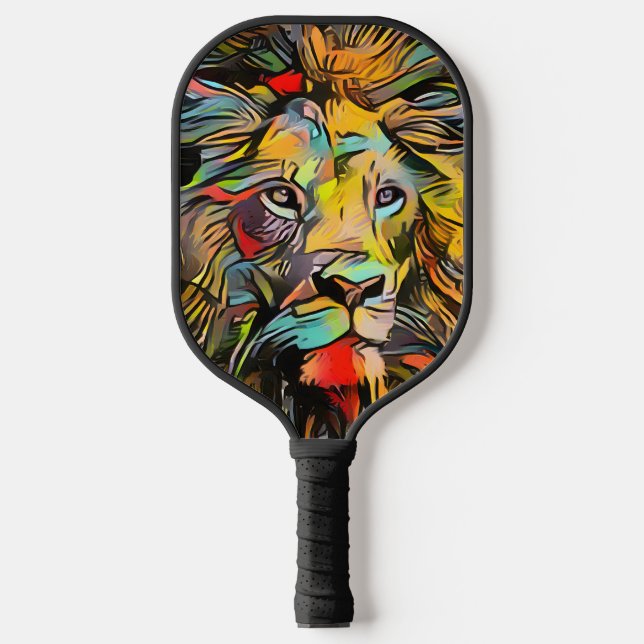 Raquette De Pickleball Lion Abstrait coloré | Difficile (Recto)