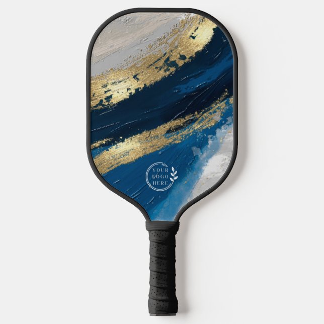 Raquette De Pickleball Logo d'entreprise Moderne Abstrait Bleu Entreprise (Recto)