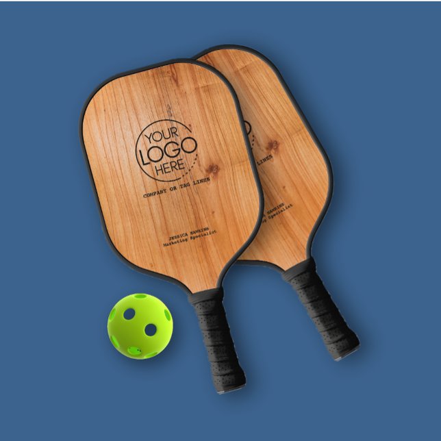 Raquette De Pickleball Logo élégant simple Bois doré personnel (Créateur téléchargé)