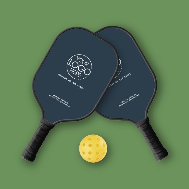 Raquette De Pickleball Logo élégant simple Marine bleu personnel (Créateur téléchargé)