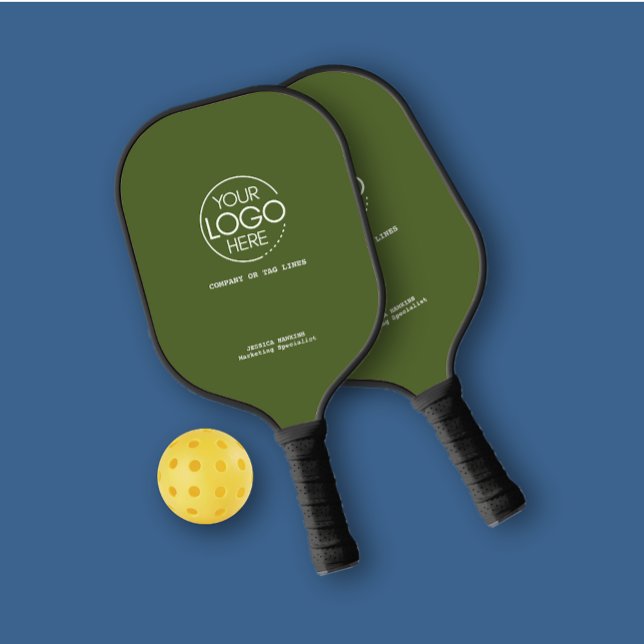 Raquette De Pickleball Logo élégant simple Olive Green Personal (Créateur téléchargé)