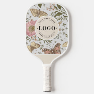Raquette De Pickleball Logo Fleur sauvage moderne Botanique Floral Monogr
