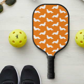 Raquette De Pickleball Longue Cheveux Dachshund Aimer Pickleball Orange