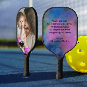 Raquette De Pickleball Love You MOM Purple Mother's Day Photo