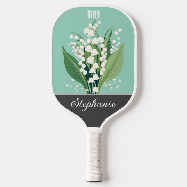 Raquette De Pickleball Mai Fleur de naissance Nom personnalisé (Recto)