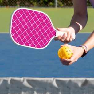 Raquette De Pickleball Maille nette blanche sur pagaie à pickleball rose