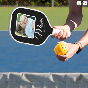 Raquette De Pickleball Maman Script Noir 2 Photos Établies