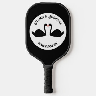 Raquette De Pickleball Mariage gothique Baiser Black Swans Personnalisé