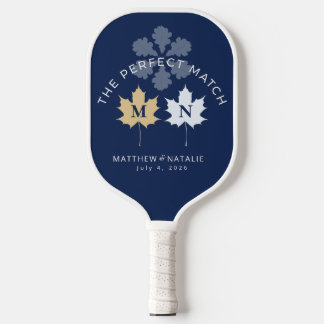 Raquette De Pickleball Mariage Moderne Gras Bleu Cobalt Or