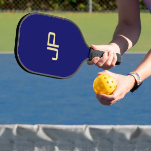 Raquette De Pickleball Marine Blue Gold Monogramme Modèle moderne Élégant