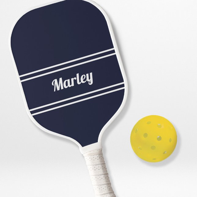 Raquette De Pickleball Marine Blue Modern Nom Professionnel Monogramme Si (Créateur téléchargé)