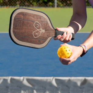 Raquette De Pickleball Marqueterie de bois et imitation de gravure - Sur