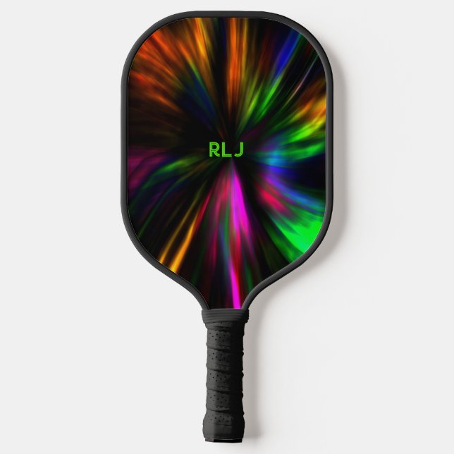Raquette De Pickleball Masculine de néon brillant Initiales modernes (Verso)