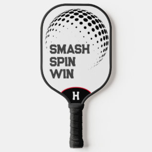 Raquette De Pickleball Masque, Spin, Win Blanc & Noir Personnalisé