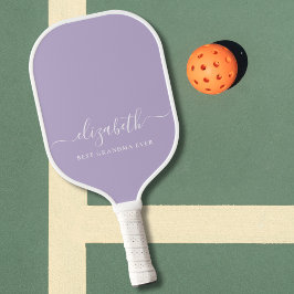 Raquette De Pickleball Meilleur grand-mère jamais Script Monogram Lavande