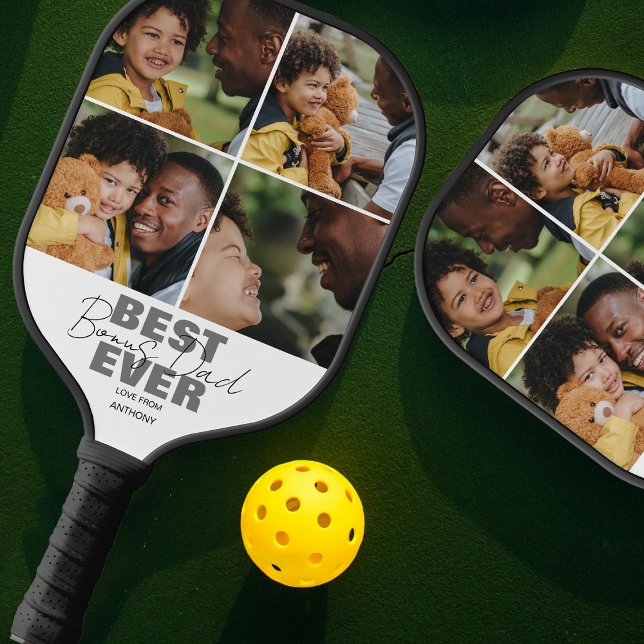 Raquette De Pickleball Meilleur Père de Bonus d'Ever | Collage de photos (Créateur téléchargé)