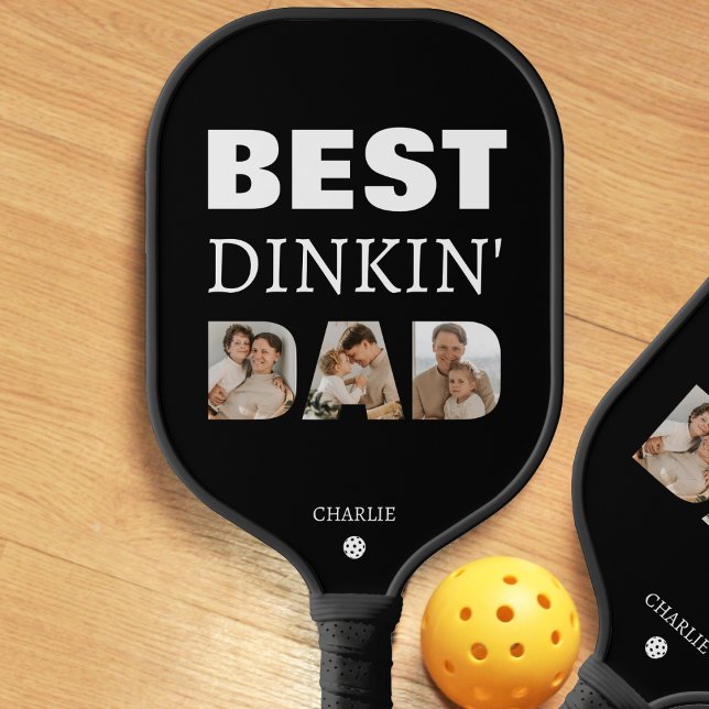 Raquette De Pickleball Meilleure Fête des pères de Collage photo Dinkin P (Best Dinkin Dad Photo Collage Father's Day Pickleball Paddle
)