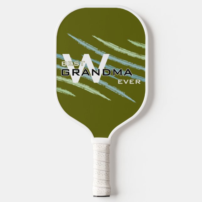 Raquette De Pickleball Meilleure grand-mère avec initiales monogrammes Lu (Recto)