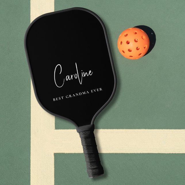 Raquette De Pickleball Meilleure Grand-mère jamais Monogramme Script noir (Créateur téléchargé)