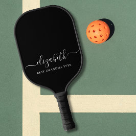 Raquette De Pickleball Meilleure grand-mère jamais Script Monogramme noir