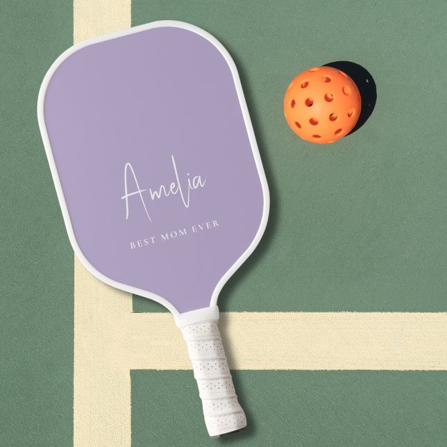 Raquette De Pickleball Meilleure maman jamais Monogramme Lavande Script (Créateur téléchargé)