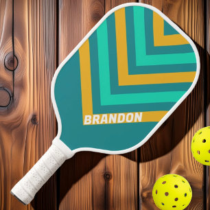 Raquette De Pickleball Mers Ensoleillés Vintage Chevron avec Nom