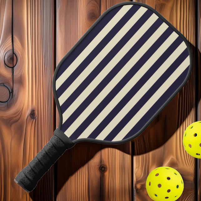 Raquette De Pickleball Mi-siècle Polo Striping Minuit Océan (Créateur téléchargé)