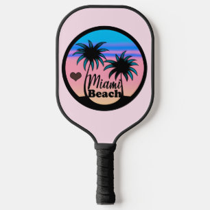 Raquette De Pickleball Miami Beach Bleu et Palmiers roses