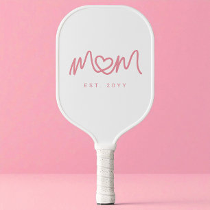 Raquette De Pickleball Mignon Rose Écriture Simple Cœur Maman Établie Est