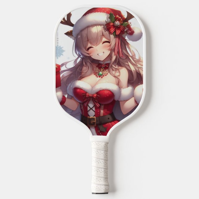 Raquette De Pickleball mignonne fille de Noël anime (Recto)