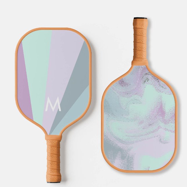 Raquette De Pickleball Minty Turquoise Sorbet Monogramme Moderne Personna (personalized pickleball paddle monogram mint green mauve purple custom sports gift for her)