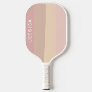 Raquette De Pickleball Minuscules rayures pastel neutres roses modernes
