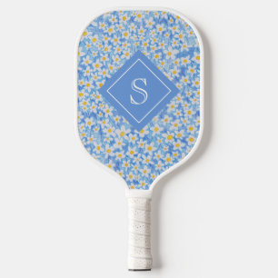 Raquette De Pickleball Modèle floral bleu marguerite personnalisé