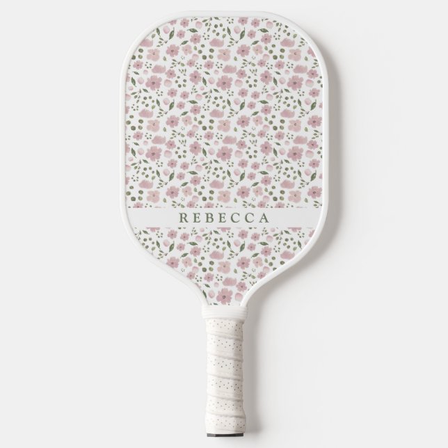 Raquette De Pickleball Modèle floral Coquette | Nom personnalisé (Recto)