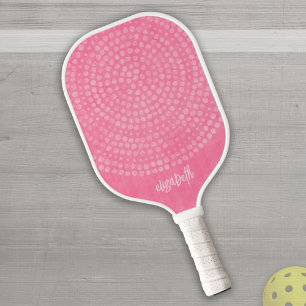 Raquette De Pickleball Modern Pink Boho Dot Pattern - bounce script name