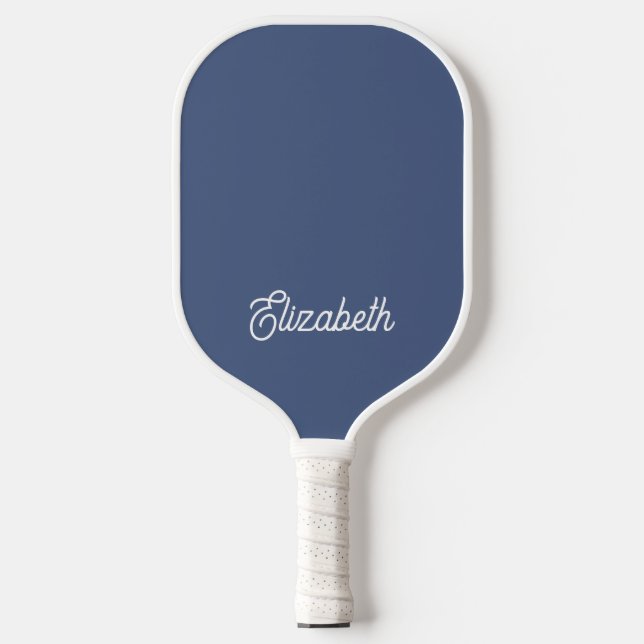 Raquette De Pickleball Modern Simple Blue Script Nom personnalisé (Recto)