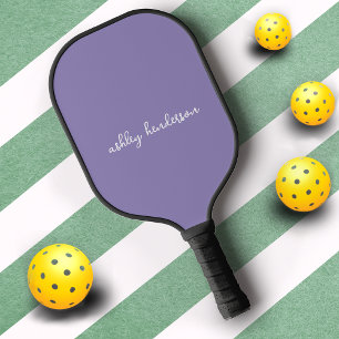 Raquette De Pickleball Moderne Ajouter Votre Nom Monogramme Purple Blanc