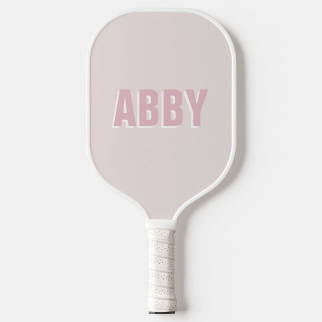 Raquette De Pickleball Moderne et audacieux nom rose et blanc (Recto)