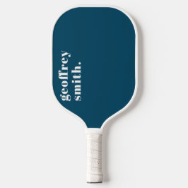 Raquette De Pickleball Moderne Minimal Bleu Turquoise Votre Nom Personnal