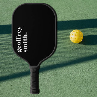 Raquette De Pickleball Moderne Minimal Tout Noir Nom Personnalisé