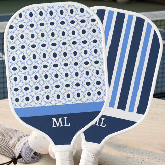 Raquette De Pickleball Moderne Préparatoire Bleu Marine Motif Géométrique