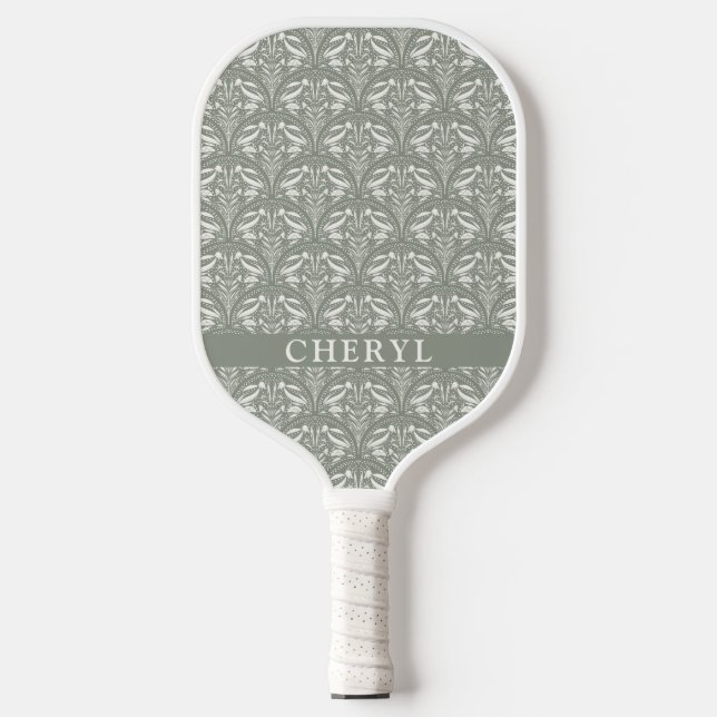 Raquette De Pickleball Moderne Sage Vert Boho Personnalisé (Recto)