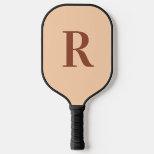 Raquette De Pickleball Moderne Simple Monogramme Beige Brown