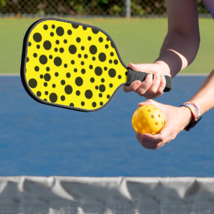 Raquette De Pickleball Moderne Simple Noir pois motif jaune point