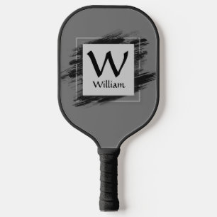 Raquette De Pickleball Modifier Initial, Ajouter Nom, Pinceau noir Gris