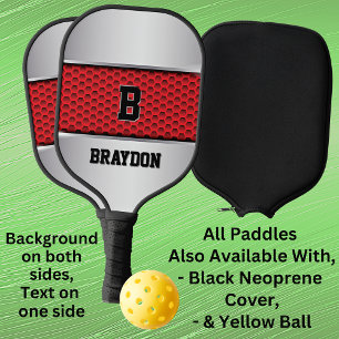 Raquette De Pickleball Modifier Initial, Ajouter Nom, Silver Grey Texture
