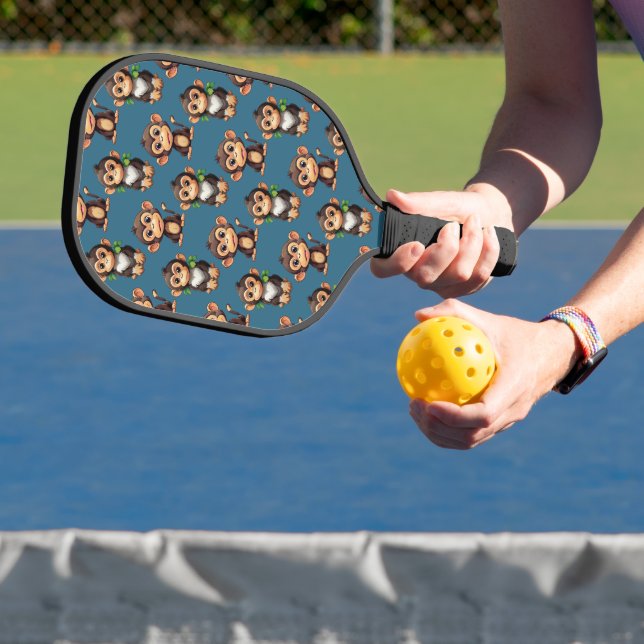 Raquette De Pickleball Monkey Pattern Design Blue  (Insitu)