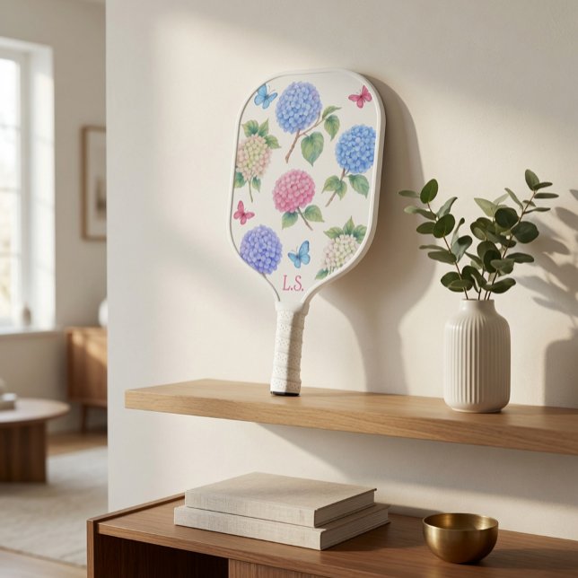 Raquette de Pickleball Monogram Hydrangea & Papill (Créateur téléchargé)