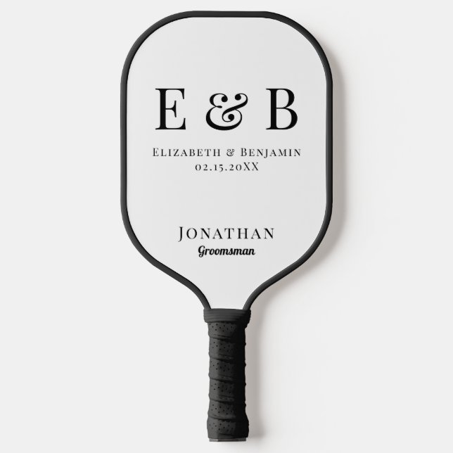 Raquette De Pickleball Monogram Wedding Groomsman Gift Photo (Recto)