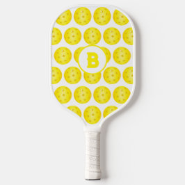 Raquette De Pickleball Monogramme à motifs blanc jaune Pickleball